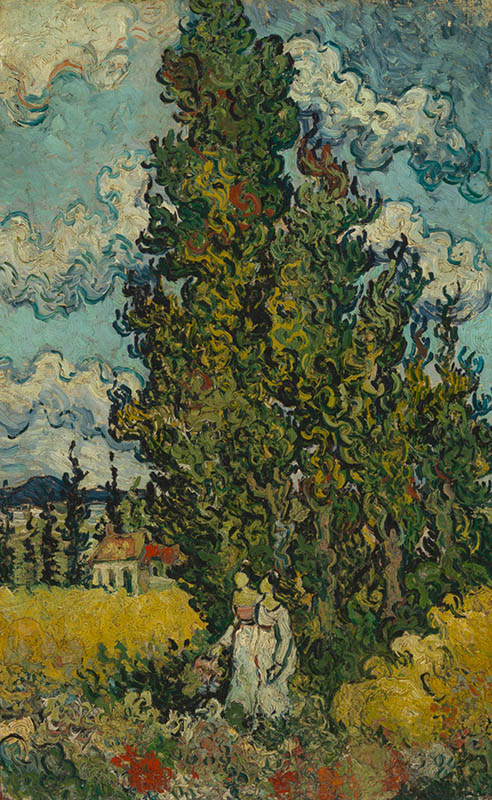 Vincent van Gogh - Cypresser og to kvinder
