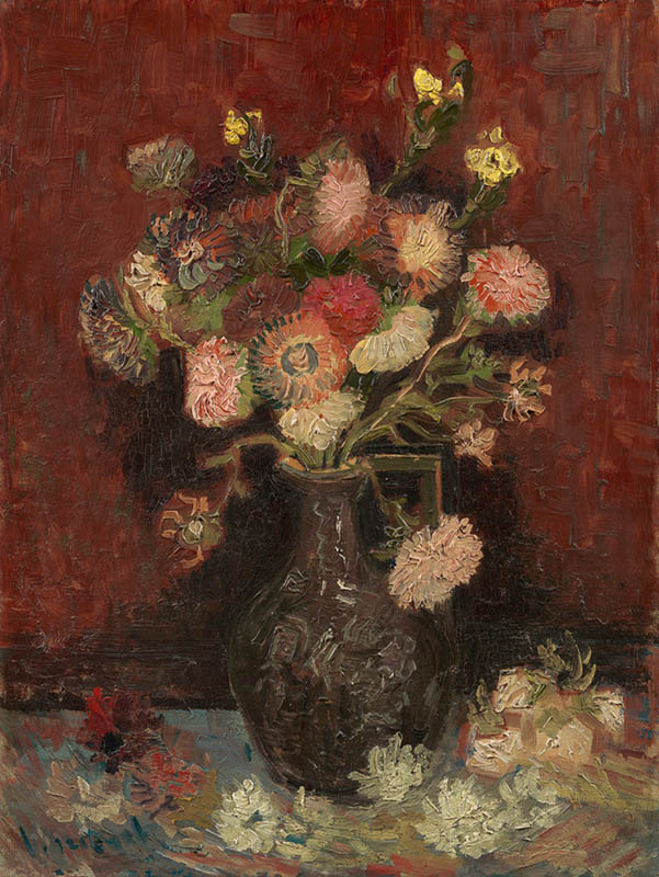 Vincent van Gogh - Vase med kinesiske asters og gladioler